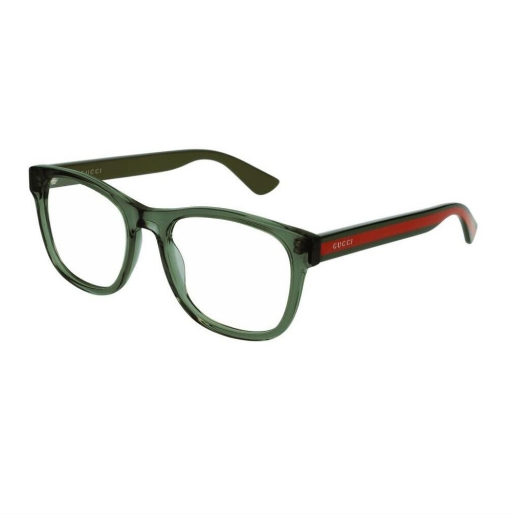 New - 💯 Original Gucci GG0004ON 011 Green with Red Stripe Square Men`s Eyeglas - Picture 2 of 13